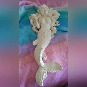 Beautiful Ceramic  Nautical Flowing Hair Mermaid Wall Hanging